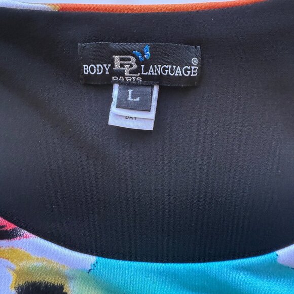 Body Language Paris Sleeveless Abstract Print Ruched Dress Womens Size Large - Picture 3 of 4